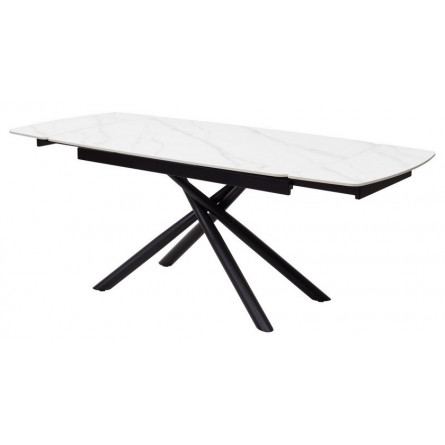 Стол RIVOLI 140 MATT WHITE MARBLE SINTERED STONE/ BLACK М-City