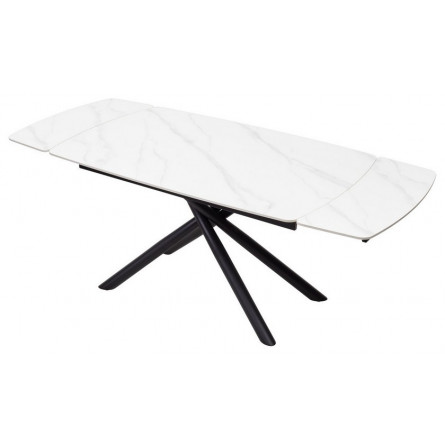 Стол RIVOLI 140 MATT WHITE MARBLE SINTERED STONE/ BLACK М-City