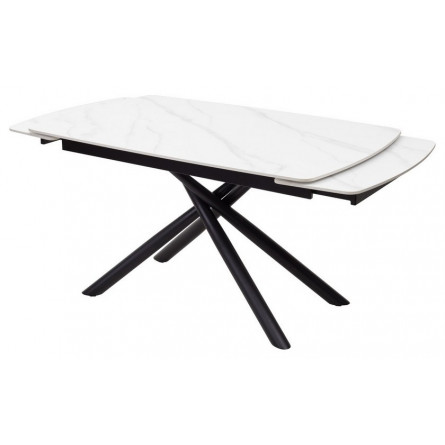 Стол RIVOLI 140 MATT WHITE MARBLE SINTERED STONE/ BLACK М-City