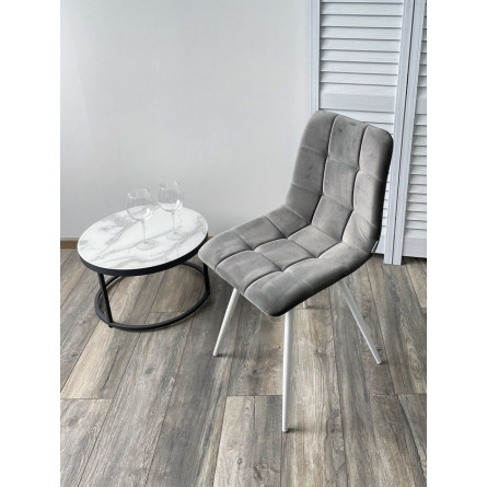 Стул UNO 25 СВЕТЛО-СЕРЫЙ 26, велюр / БЕЛЫЙ, М-City