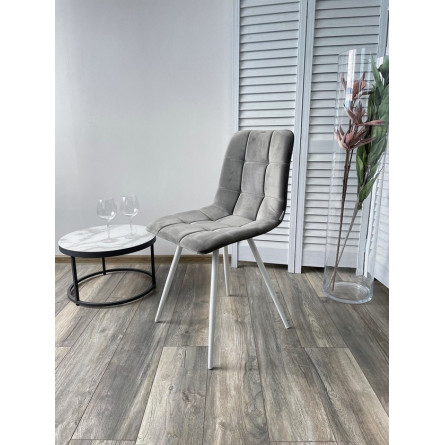 Стул UNO 25 СВЕТЛО-СЕРЫЙ 26, велюр / БЕЛЫЙ, М-City