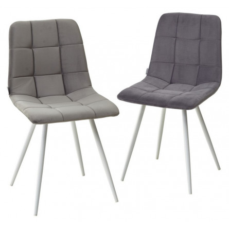 Стул UNO 25 СВЕТЛО-СЕРЫЙ 26, велюр / БЕЛЫЙ, М-City