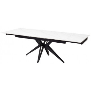 Стол FORIO 160 MATT WHITE MARBLE SINTERED STONE/ BLACK М-City