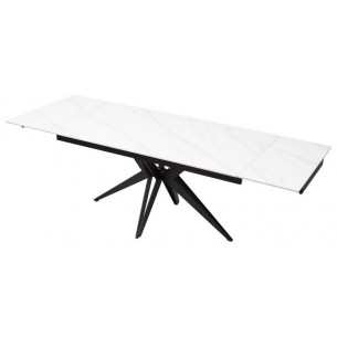 Стол FORIO 160 MATT WHITE MARBLE SINTERED STONE/ BLACK М-City