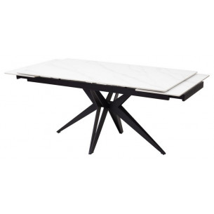Стол FORIO 160 MATT WHITE MARBLE SINTERED STONE/ BLACK М-City
