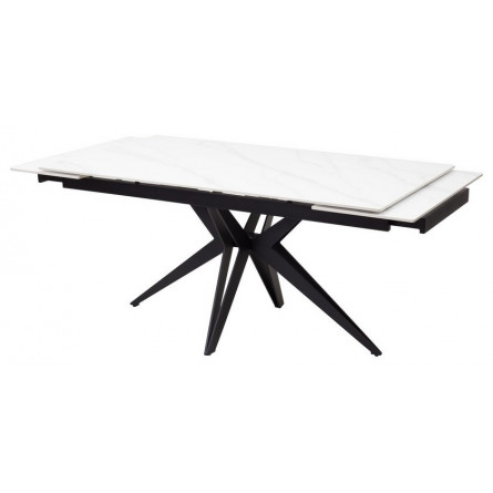 Стол FORIO 160 MATT WHITE MARBLE SINTERED STONE/ BLACK М-City