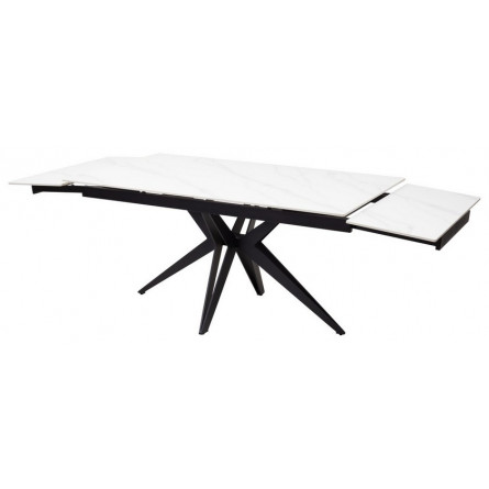 Стол FORIO 160 MATT WHITE MARBLE SINTERED STONE/ BLACK М-City
