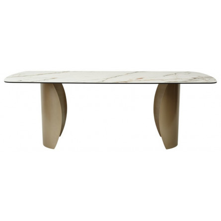 Стол BRONTE 220 KL-188 Контрастный мрамор матовый, итальянская керамика/ каркас цвета шампань М-City