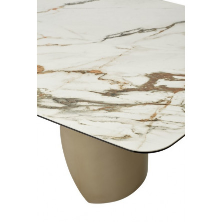 Стол BRONTE 220 KL-188 Контрастный мрамор матовый, итальянская керамика/ каркас цвета шампань М-City