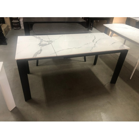 Стол CORNER 120 GLOSS STATUARIO WHITE SINTERED STONE / BLACK М-City