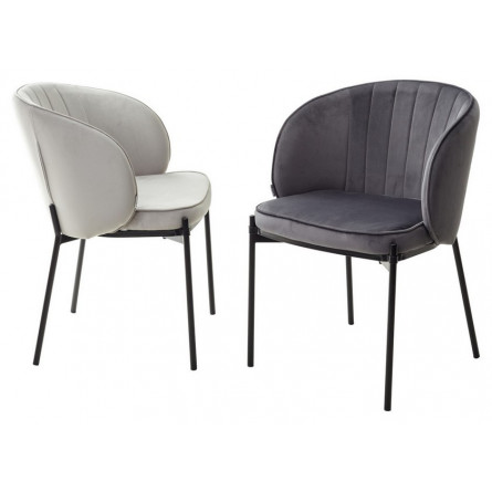 Стул DIANA BLUVEL-03 LIGHT GREY, велюр / черный каркас М-City