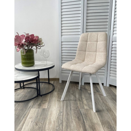 Стул CHILLI SQUARE TRF-11 светло-бежевый, ткань/ белый каркас М-City