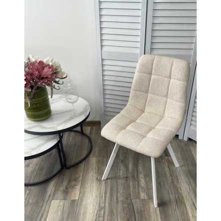 Стул CHILLI SQUARE TRF-11 светло-бежевый, ткань/ белый каркас М-City