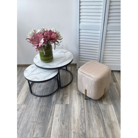 Пуф для гостиной ARES BLUVEL-40 BEIGE / GOLD М-City