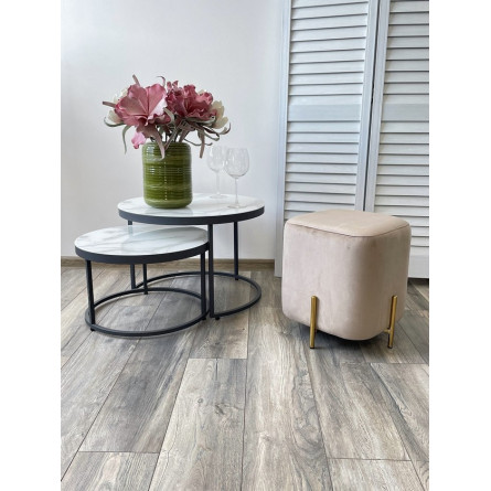 Пуф для гостиной ARES BLUVEL-40 BEIGE / GOLD М-City