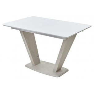 Стол Прага 120 Белый, стекло / Камень светлый, М-City