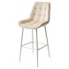 Барный стул ХОФМАН, цвет H-06 Бежевый, велюр / белый каркас М-City