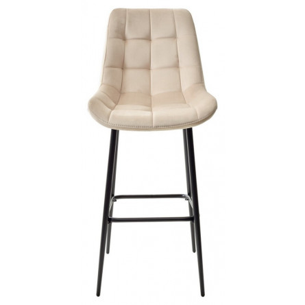 Барный стул ХОФМАН, цвет H-06 Бежевый, велюр / черный каркас М-City