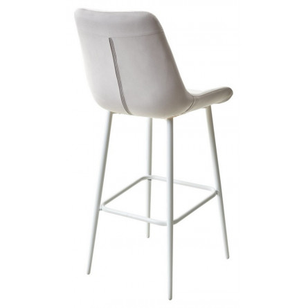 Барный стул ХОФМАН, цвет H-09 Светло-серый, велюр / белый каркас М-City