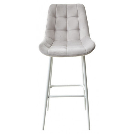 Барный стул ХОФМАН, цвет H-09 Светло-серый, велюр / белый каркас М-City