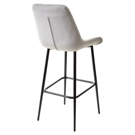 Барный стул ХОФМАН, цвет H-09 Светло-серый, велюр / черный каркас М-City