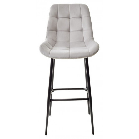 Барный стул ХОФМАН, цвет H-09 Светло-серый, велюр / черный каркас М-City