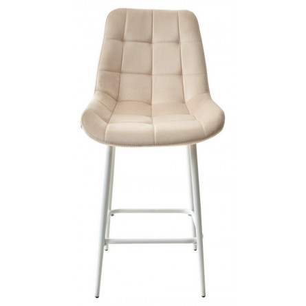 Полубарный стул ХОФМАН, цвет H-06 Бежевый, велюр / белый каркас H63cm М-City