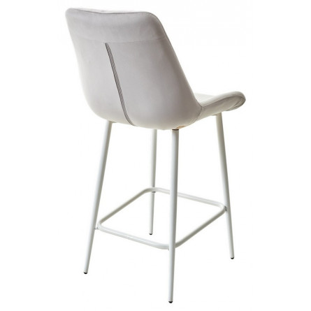 Полубарный стул ХОФМАН, цвет H-09 Светло-серый, велюр / белый каркас H63cm М-City