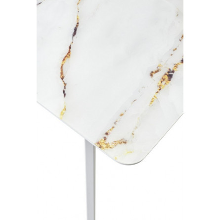 Стол АРУБА 120 нераздвижной АУРУМ, стекло/ БЕЛЫЙ каркас М-City