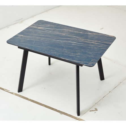 Стол АРУБА 120 нераздвижной МОНБЛАН, стекло/ ЧЕРНЫЙ каркас М-City