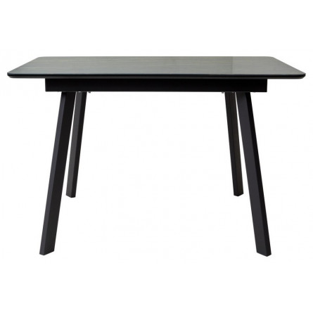 Стол АРУБА 120 нераздвижной МОНБЛАН, стекло/ ЧЕРНЫЙ каркас М-City