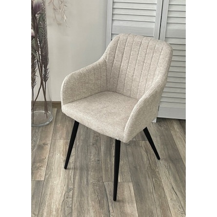 Стул BRANDY WZ2042-02 светло-бежевый фактурный велюр / черный каркас М-City