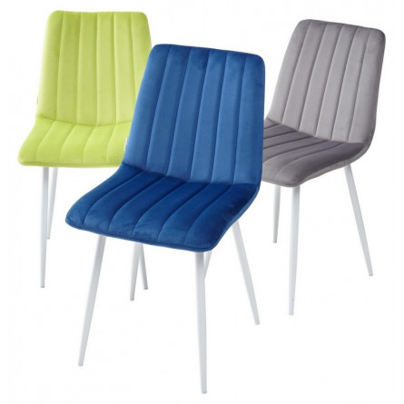 Стул DUBLIN G108-56 пудровый синий, велюр / белый каркас М-City