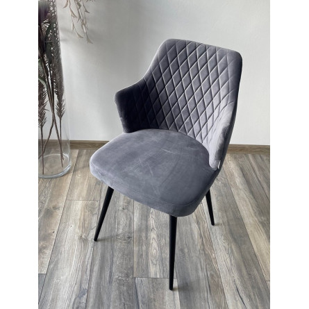 Стул HERMAN 360 град. СЕРЫЙ 27, велюр / черный каркас М-City