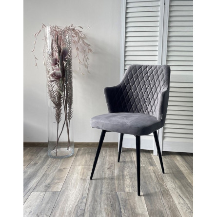 Стул HERMAN 360 град. СЕРЫЙ 27, велюр / черный каркас М-City