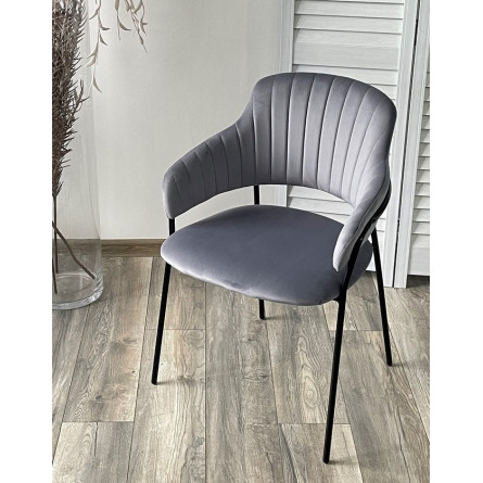 Стул ЛОТОС, цвет H-14 Серый, велюр / черный каркас М-City