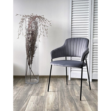 Стул ЛОТОС, цвет H-14 Серый, велюр / черный каркас М-City