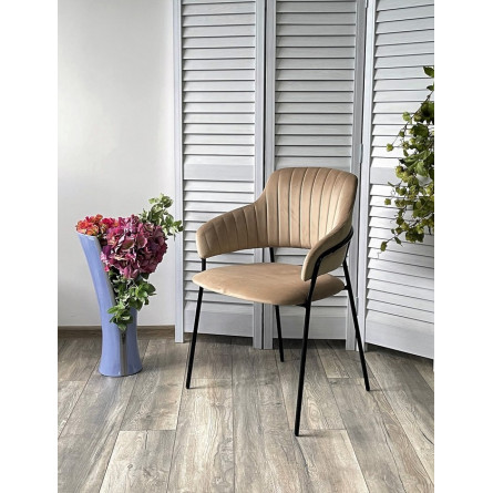 Стул ЛОТОС, цвет H-65 Капучино, велюр / черный каркас М-City