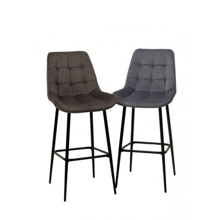 Барный стул ХОФМАН, цвет H-14 Серый, велюр / черный каркас М-City