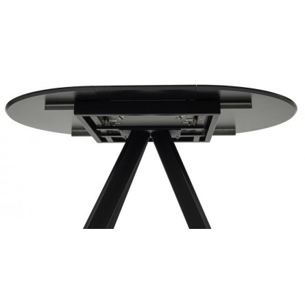 Стол БОНЖУР 100 БЕЛЫЙ МРАМОР, черная шагрень, стекло / ЧЕРНЫЙ каркас М-City