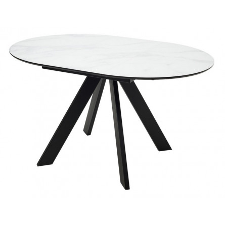 Стол БОНЖУР 100 БЕЛЫЙ МРАМОР, черная шагрень, стекло / ЧЕРНЫЙ каркас М-City