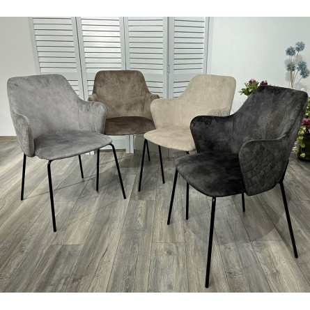 Стул AMARETTO VBP203 античный cеребристо-серый, велюр без пальчикового эффекта/черный каркас, М-City