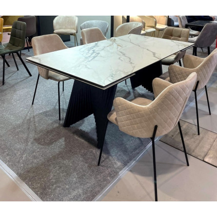 Стул AMARETTO VBP206 античный светло-бежевый, велюр без пальчикового эффекта /черный каркас, М-City