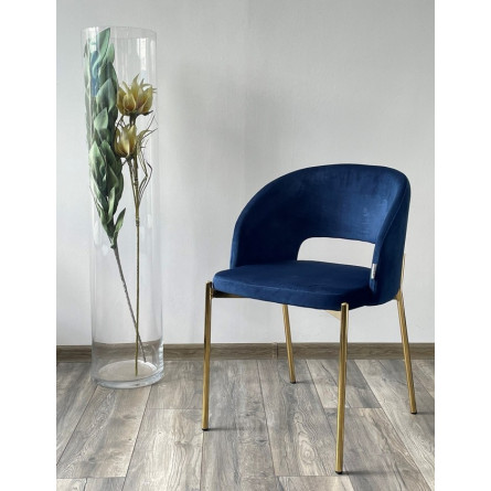 Стул AGNES BLUVEL-86 NAVY BLUE, золотой каркас М-City