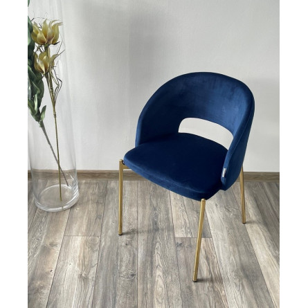 Стул AGNES BLUVEL-86 NAVY BLUE, золотой каркас М-City