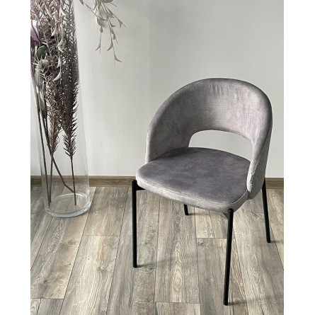 Стул AGNES PK6015-03 (VBP203) античный серебристо-серый / TRF-08 теплый серый, черный каркас М-City