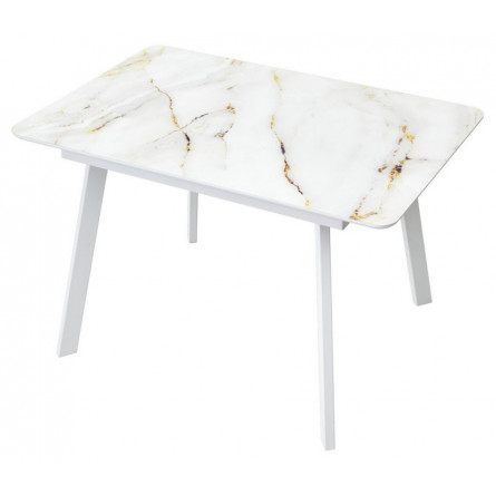 Стол АРУБА 140 нераздвижной АУРУМ, стекло/ БЕЛЫЙ каркас М-City