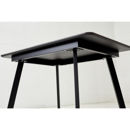 Стол АРУБА 140 нераздвижной МОНБЛАН, стекло/ ЧЕРНЫЙ каркас М-City