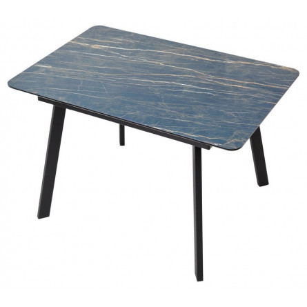 Стол АРУБА 140 нераздвижной МОНБЛАН, стекло/ ЧЕРНЫЙ каркас М-City