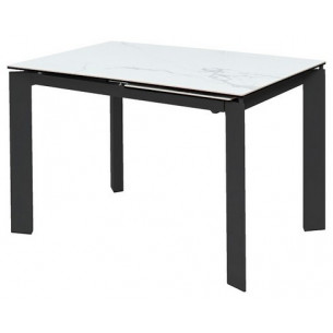 Стол CORNER 120 HIGH GLOSS STATUARIO керамика/ черный каркас М-City